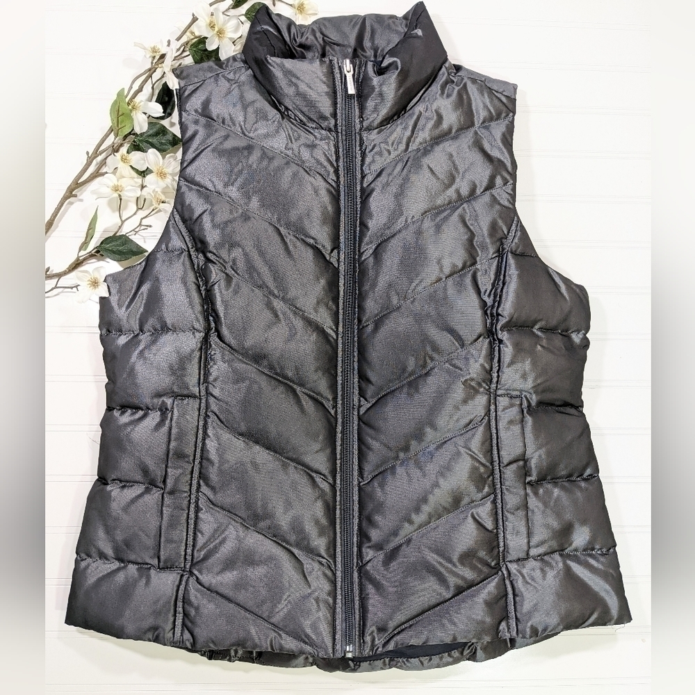 Lands' End Black Quilted Vest